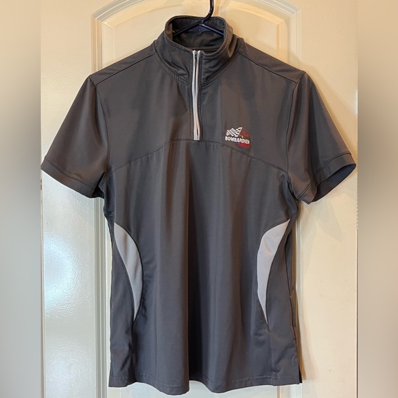 Gray short sleeve Bombardier Racing shirt. Size Medium - Picture 1 of 15